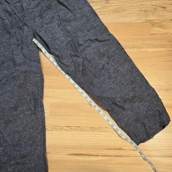 Trenery French Linen Cotton Size 12 Pants Blue Striped - Picture 3 of 9